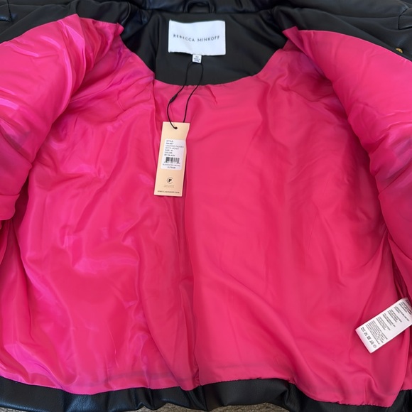 NWT REBECCA MINKOFF Women’s Black Cropped Moto Jacket Size Medium - Picture 7 of 9